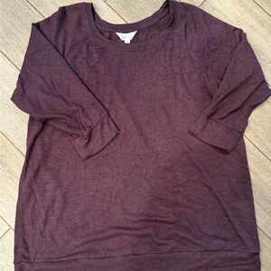 Market & Spruce 3/4 Sleeve Deep Purple Knit Top